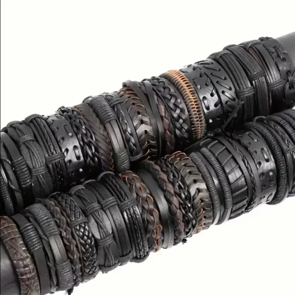 ⭐️ 5 for $25 Black Leather Adjustable Bracelet